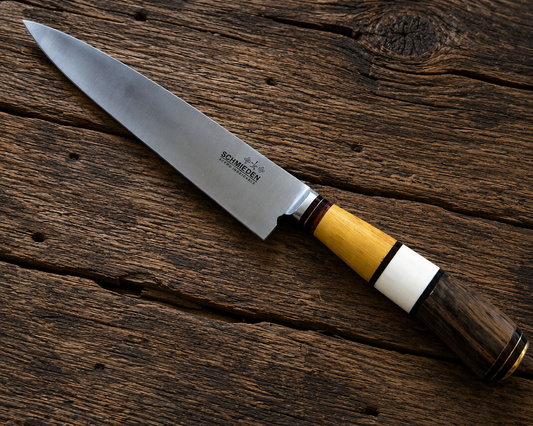 Handcrafted 20cm Stainless steel Knife - Guayubira/tatajuba wood & bovine bone Handle