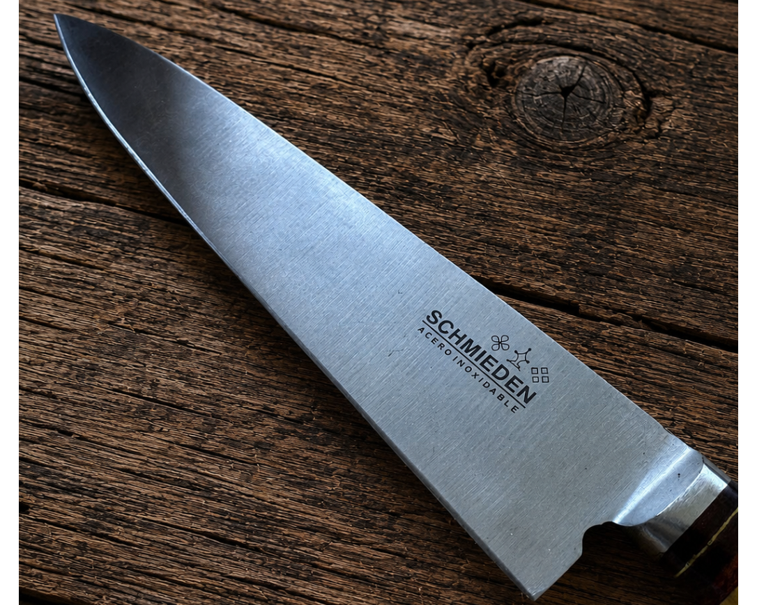 Handcrafted 20cm Stainless steel Knife - Guayubira/tatajuba wood & bovine bone Handle