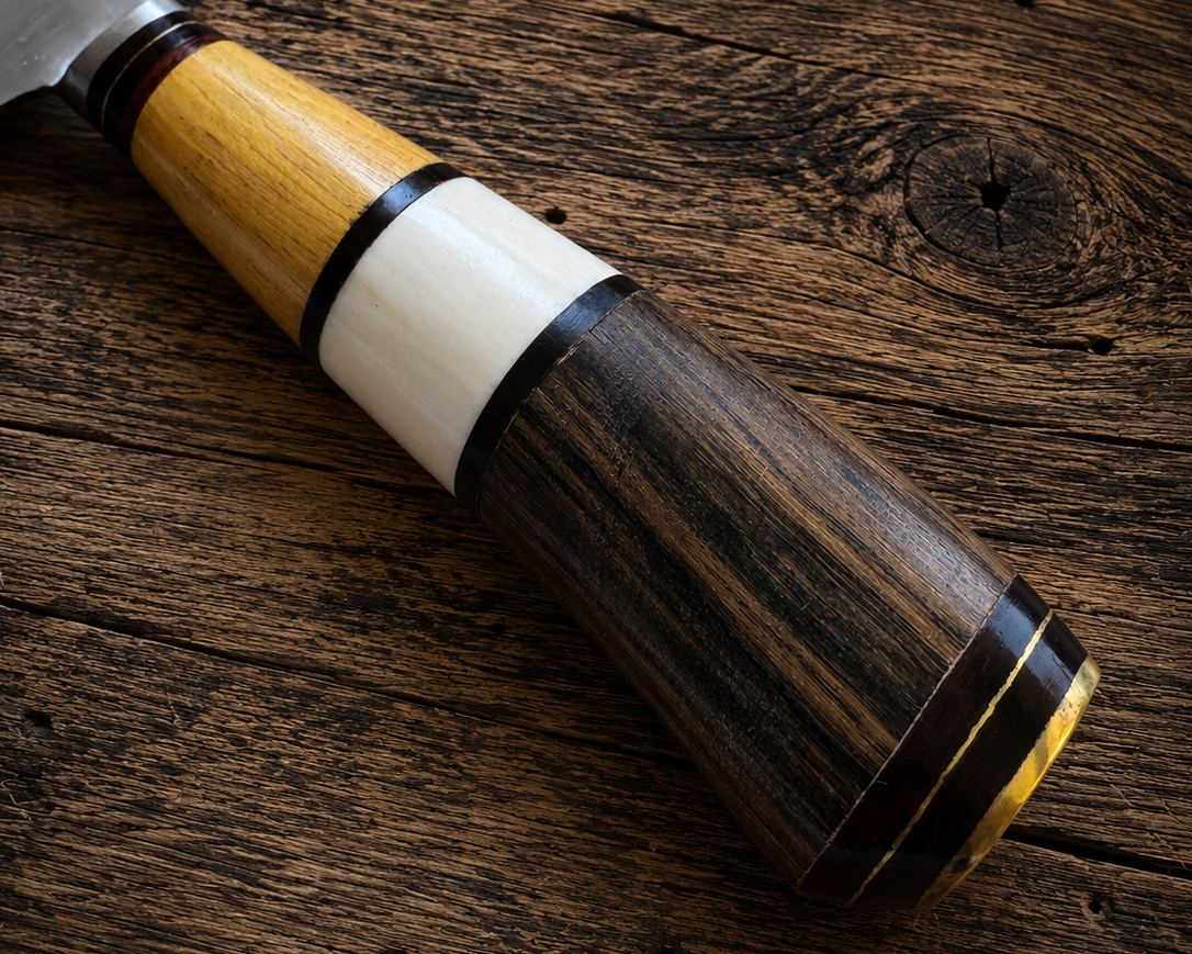 Handcrafted 20cm Stainless steel Knife - Guayubira/tatajuba wood & bovine bone Handle