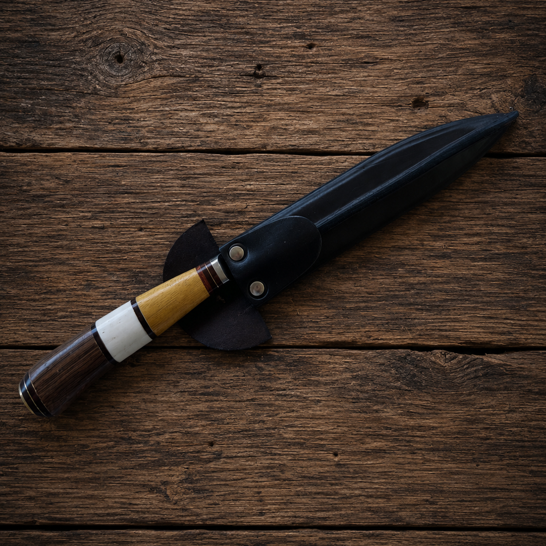 Handcrafted 20cm Stainless steel Knife - Guayubira/tatajuba wood & bovine bone Handle
