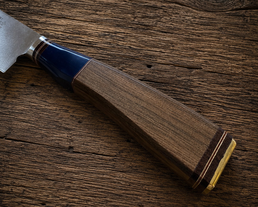 Handcrafted 20cm Stainless steel Knife - Guayubira wood & resin Handle