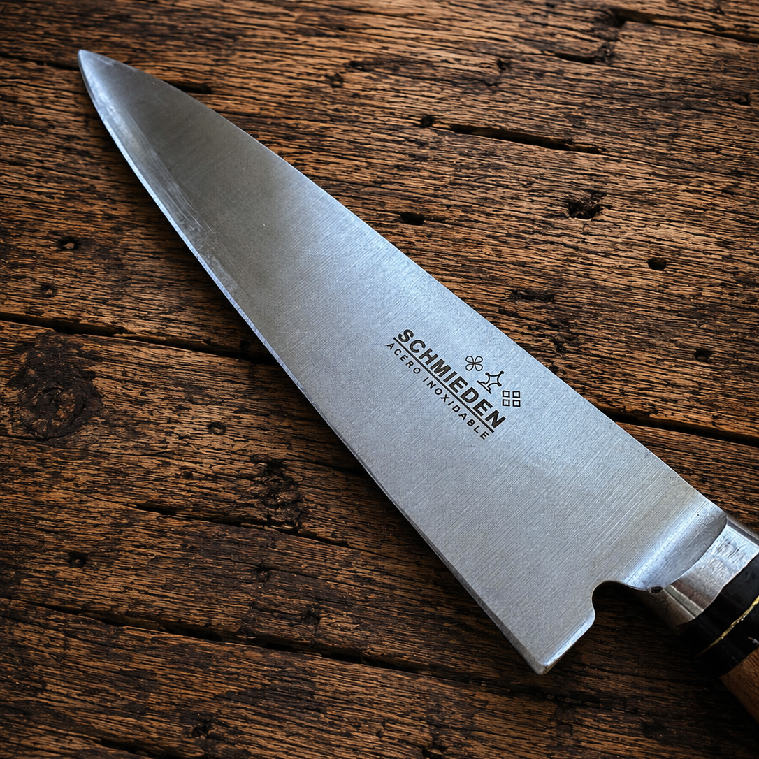 Handcrafted BBQ Set - 18cm Stainless Steel Knife - Guayubira wood & bovine bone Handle