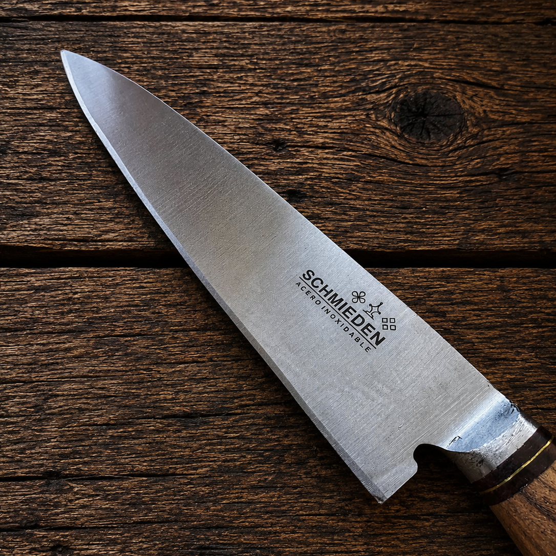 Handcrafted BBQ Set - 18cm Stainless Steel Knife - Guayubira wood & bovine bone Handle
