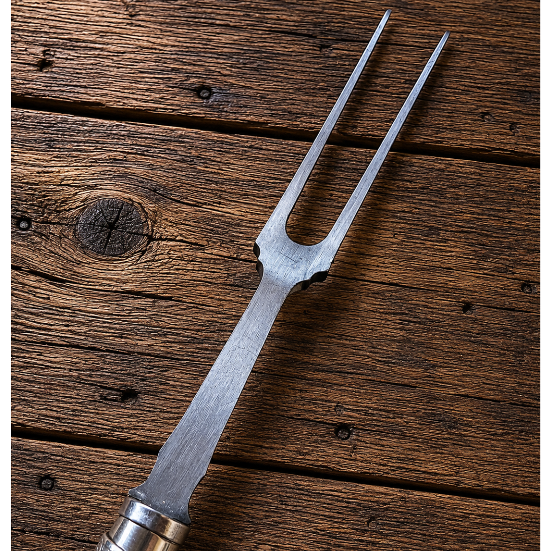Handcrafted BBQ Set - 18cm Stainless Steel Knife - Old fustic wood & Alpaca Handle