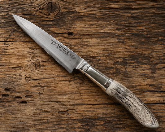 Handcrafted 14cm Molybdenum Vanadium Knife - Natural deer antler & Alpaca Handle