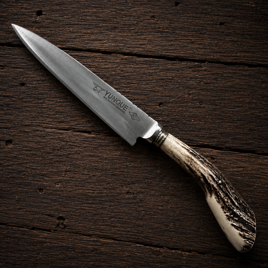 Handcrafted 14cm Molybdenum Vanadium Knife - Natural deer antler Handle