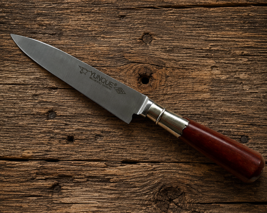Handcrafted 14cm Molybdenum Vanadium Knife - Red Quebracho wood & Alpaca Handle