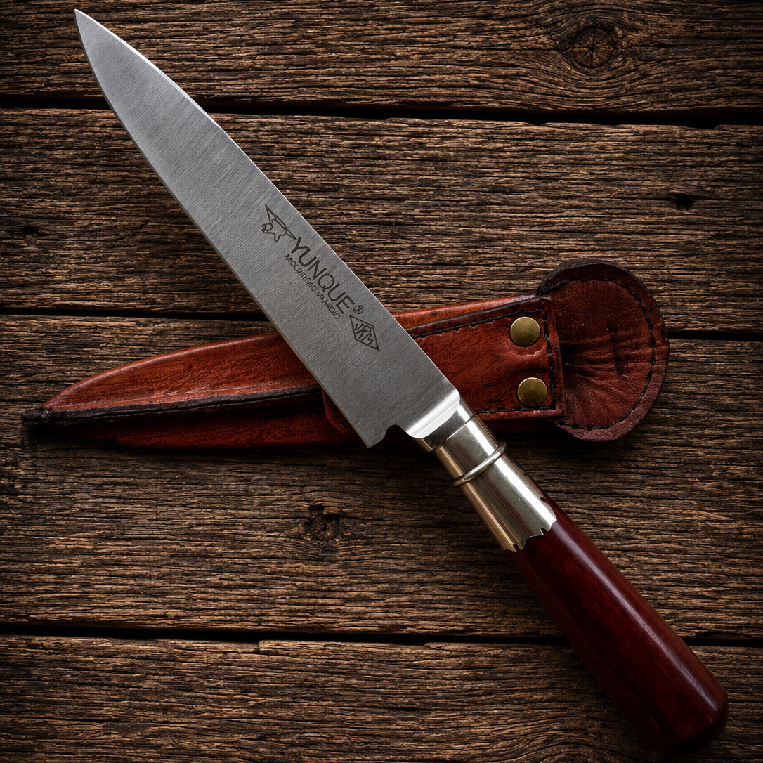 Handcrafted 14cm Molybdenum Vanadium Knife - Red Quebracho wood & Alpaca Handle
