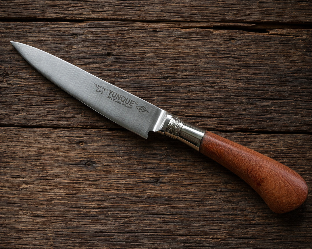 Handcrafted 14cm Molybdenum Vanadium Knife - Red Quebracho wood & Alpaca Handle
