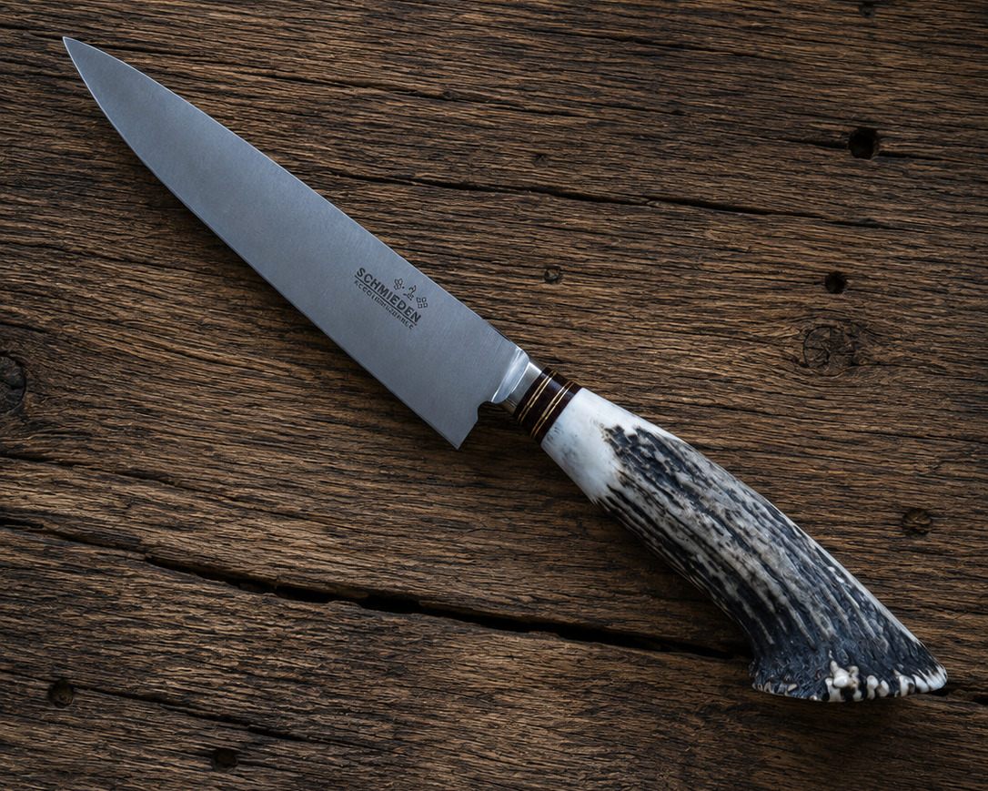 Handcrafted 20cm Stainless steel Knife - Natural deer antler Handle