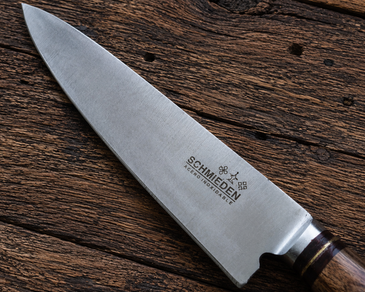 Handcrafted 20cm Stainless steel Knife - Guayubira wood & bovine bone Handle
