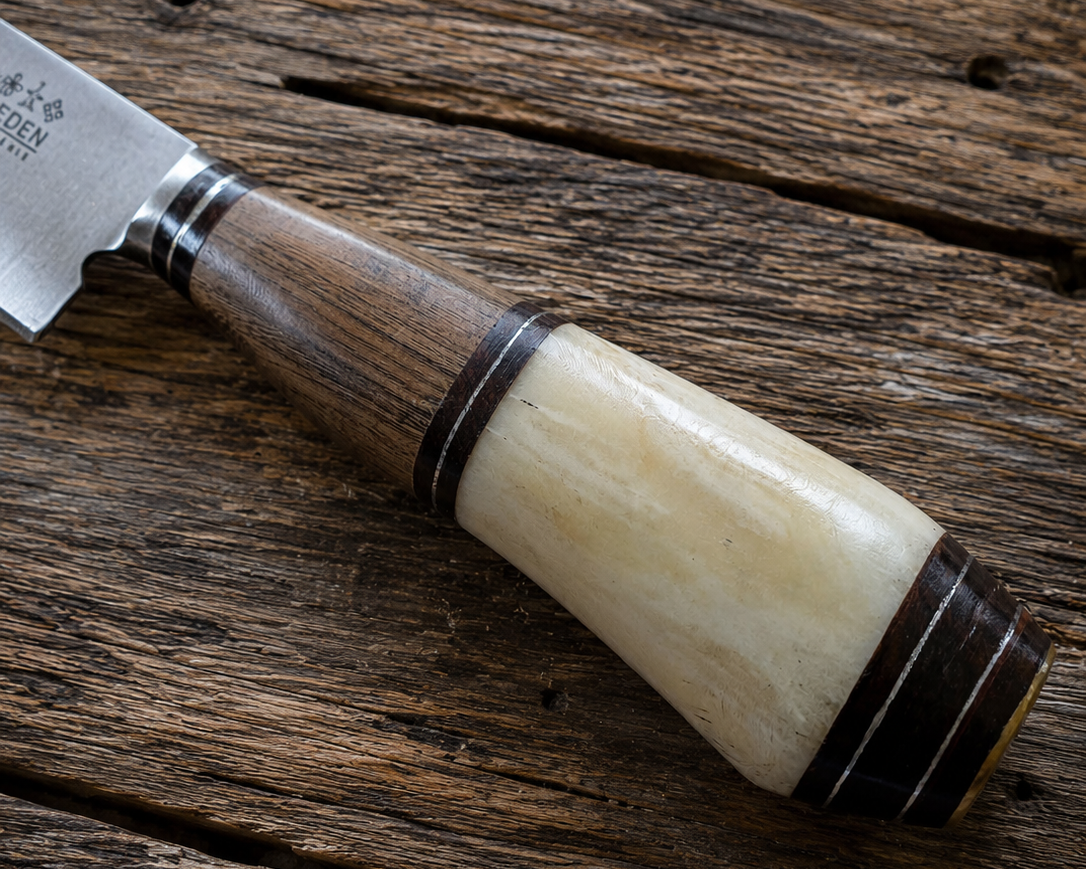 Handcrafted 20cm Stainless steel Knife - Guayubira wood & bovine bone Handle