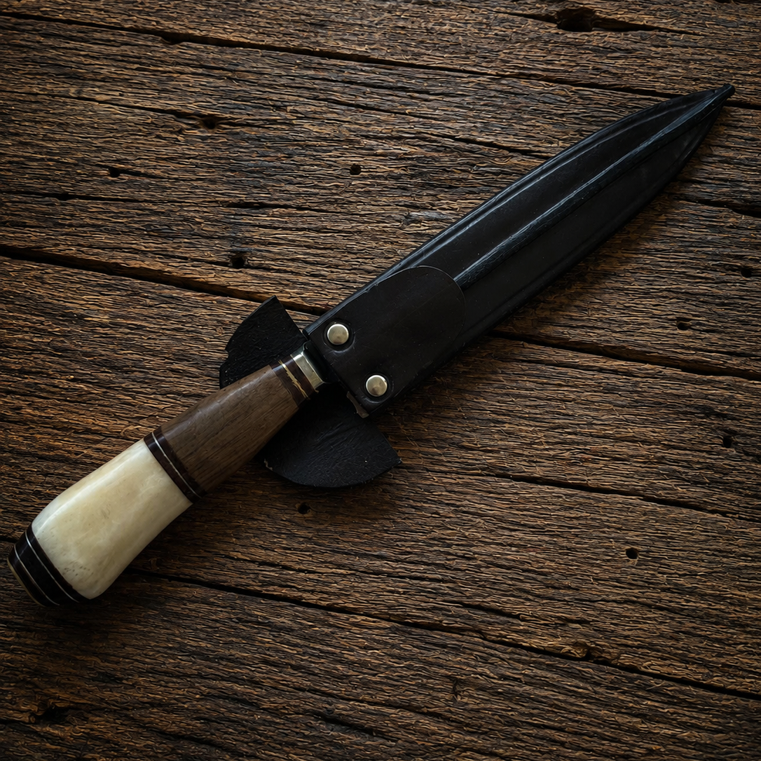 Handcrafted 20cm Stainless steel Knife - Guayubira wood & bovine bone Handle