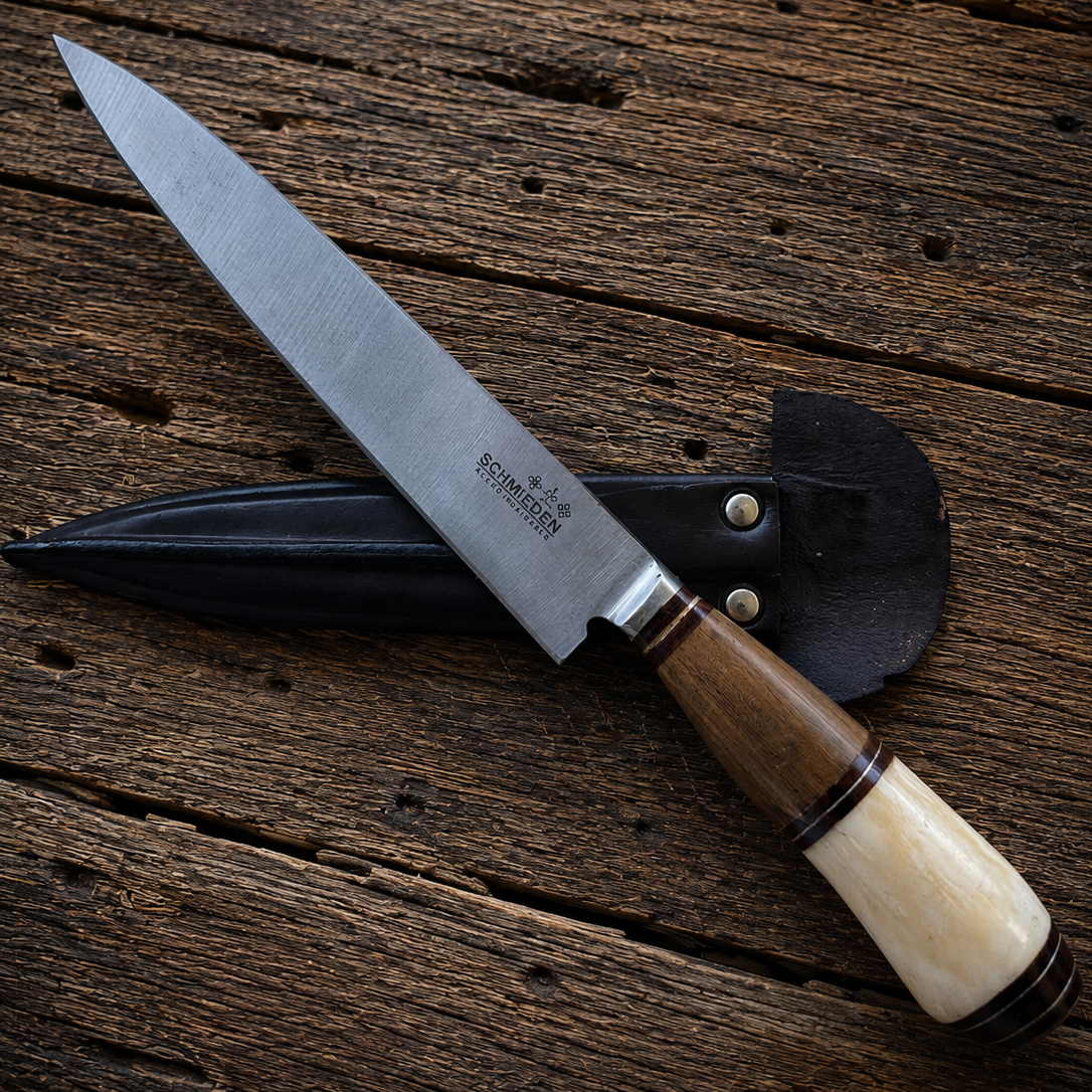 Handcrafted 20cm Stainless steel Knife - Guayubira wood & bovine bone Handle