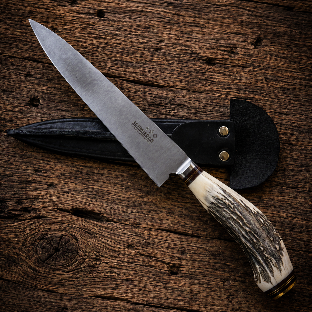 Handcrafted 20cm Stainless steel Knife - Natural deer antler Handle