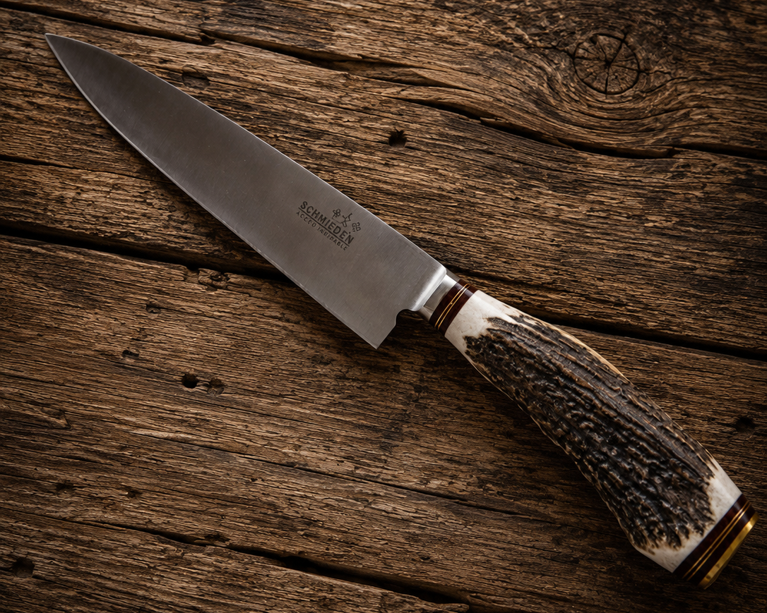 Handcrafted 20cm Stainless steel Knife - Natural deer antler Handle