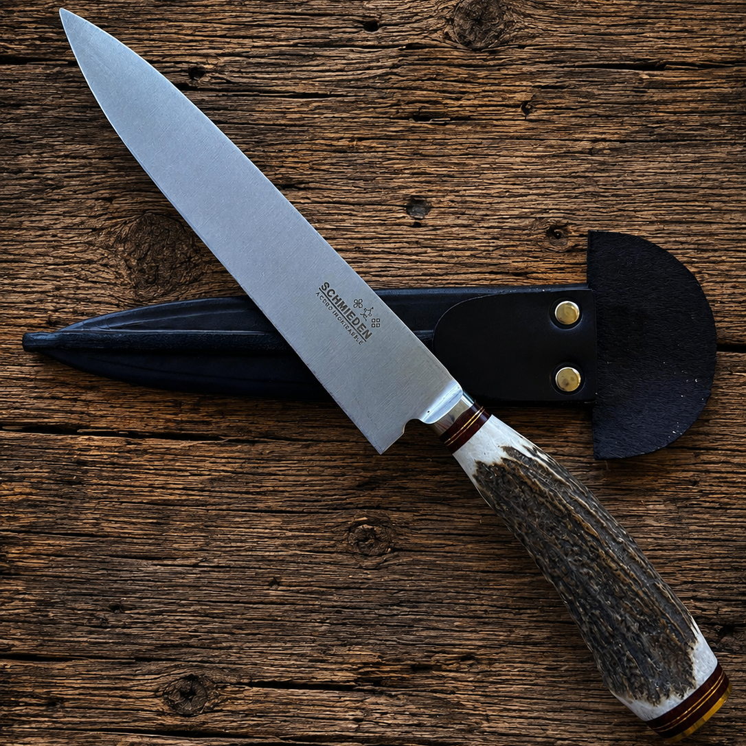 Handcrafted 20cm Stainless steel Knife - Natural deer antler Handle