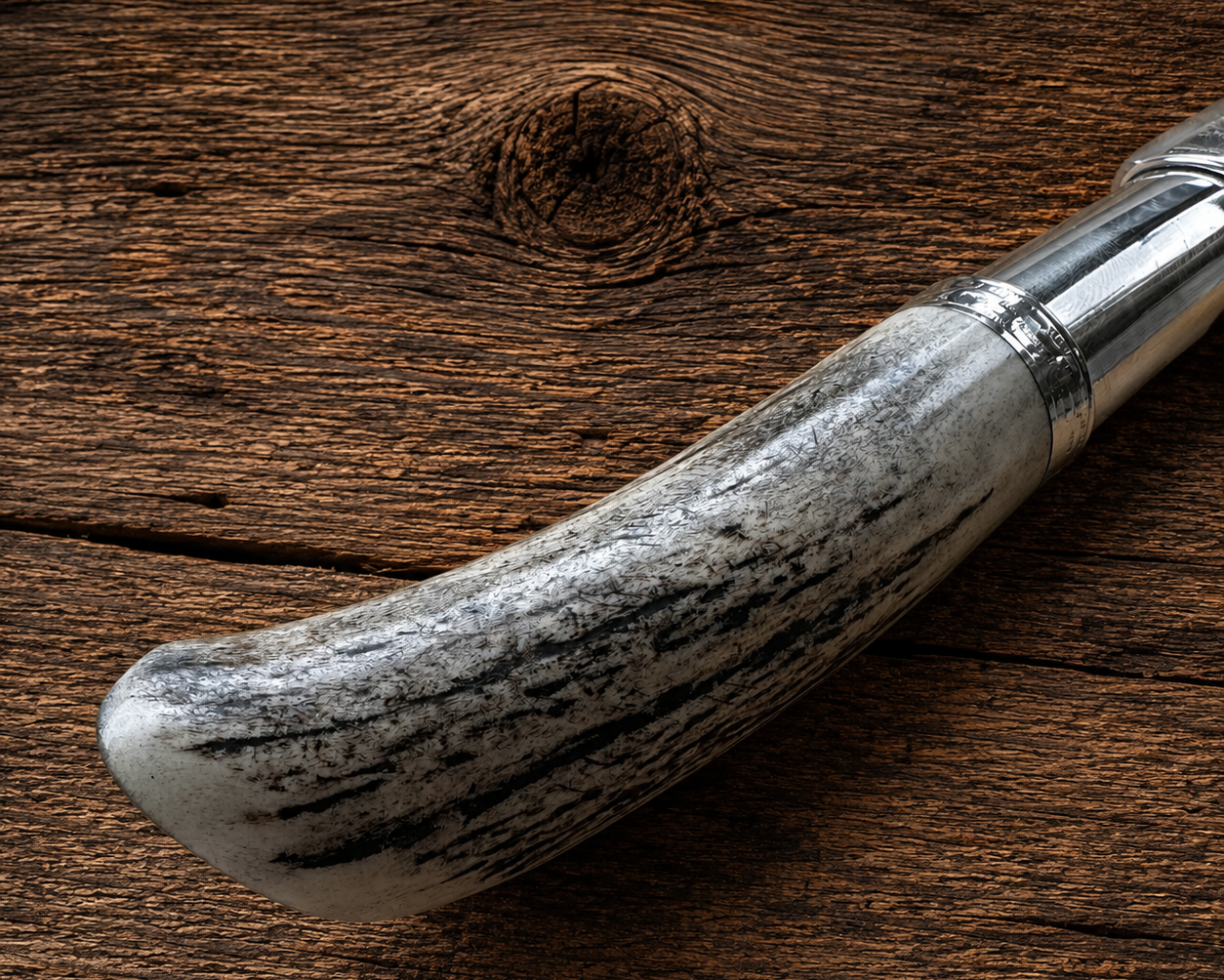 Handcrafted 14cm Molybdenum Vanadium Knife - Natural deer antler & Alpaca Handle