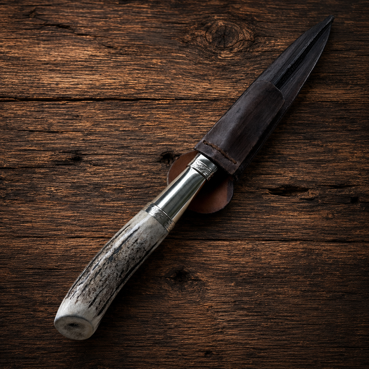 Handcrafted 14cm Molybdenum Vanadium Knife - Natural deer antler & Alpaca Handle