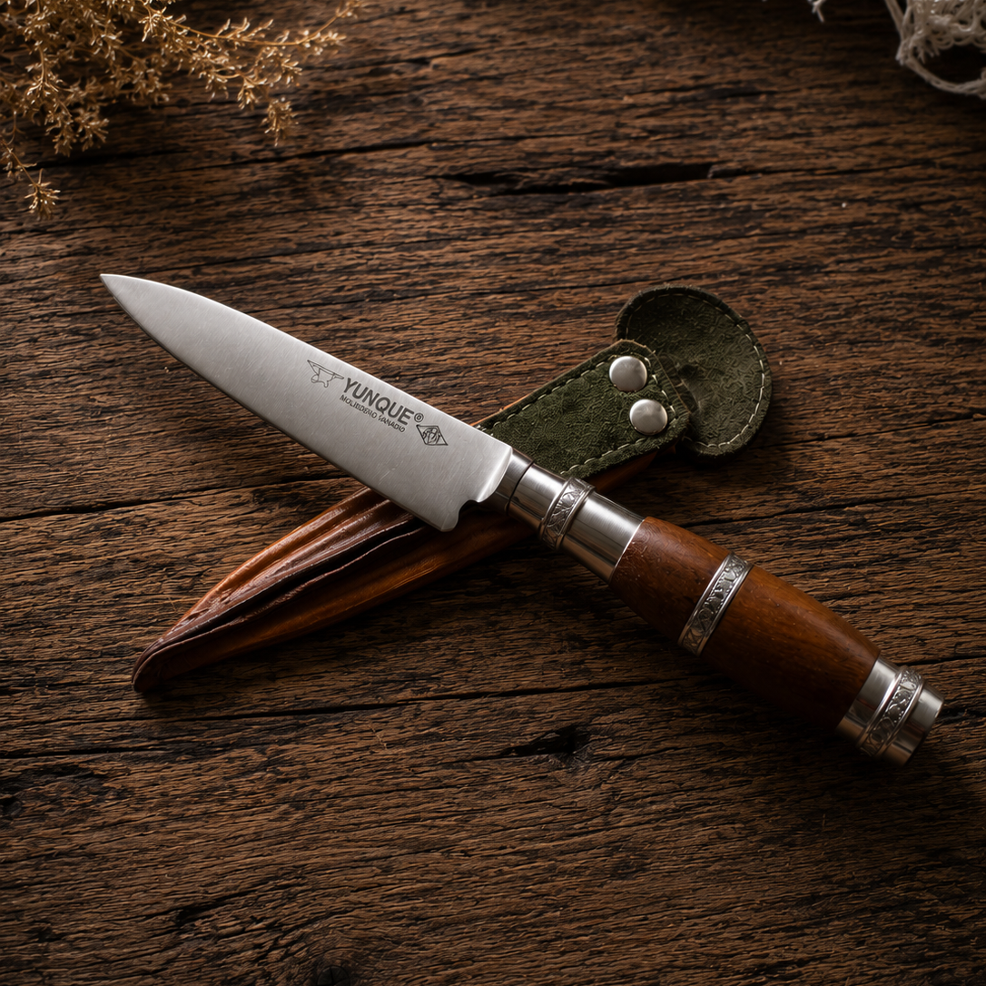 Handcrafted 14cm Molybdenum Vanadium Knife - Urunday wood & Alpaca Handle
