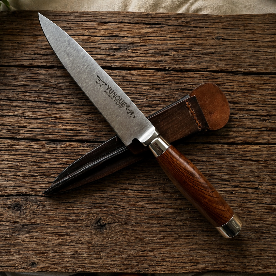 Handcrafted 14cm Molybdenum Vanadium Knife - Urunday wood & Alpaca Handle