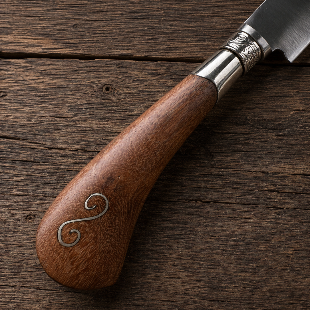 Handcrafted 14cm Molybdenum Vanadium Knife - Red Quebracho wood & Alpaca Handle