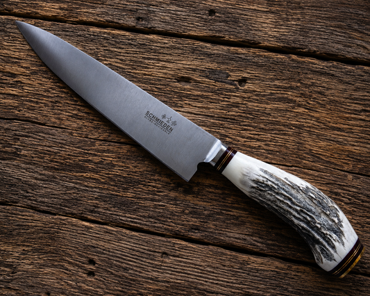 Handcrafted 20cm Stainless steel Knife - Natural deer antler Handle